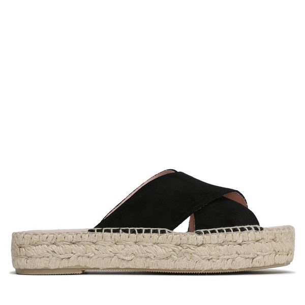 Klapki Manebi. Czarne espadryle damskie Manebi, bez wzorów, bez obcasa, bez zapięcia. Za 274.99 zł.