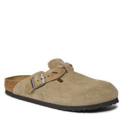 Klapki Birkenstock. Brązowe klapki damskie Birkenstock, bez wzorów, bez obcasa. Za 719.99 zł.