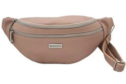 Saszetka skórzana nerka BARBERINI'S 985-18 pudrowa. Czerwone torebki do ręki damskie Barberinis, bez wzorów, ze skóry, eleganckie, bez dodatków. Za 169.99 zł.