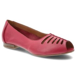 Baleriny damskie Maciejka, cholewka skóra naturalna ażurowe wycięcia odkryty nosek wsuwany fason niski obcas lekka konstrukcja, różowe, P7541-15/00-1. Czerwone półbuty damskie Maciejka, w ażurowe wzory, ze skóry, bez obcasa, na obcasie, bez zapięcia. Za 209.00 zł.