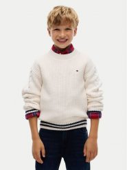 Tommy Hilfiger Sweter KB0KB10629 Kremowy Regular Fit. Białe swetry dla chłopców Tommy Hilfiger, bez wzorów, bez kołnierzyka, bez kaptura. Za 329.99 zł.