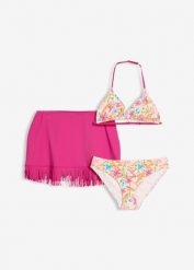 Bikini ze spódniczką kąpielową (zestaw 3 cz.). Czerwone spódniczki dla dziewczynek bonprix, bez wzorów. Za 84.99 zł.