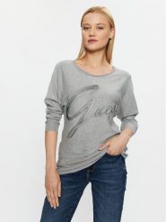 Guess Sweter W3BR25 Z2NQ2 Szary Regular Fit. Szare swetry damskie Guess, xs, z aplikacjami, z wiskozy, bez kołnierzyka, bez ramiączek, bez kaptura. Za 479.99 zł.