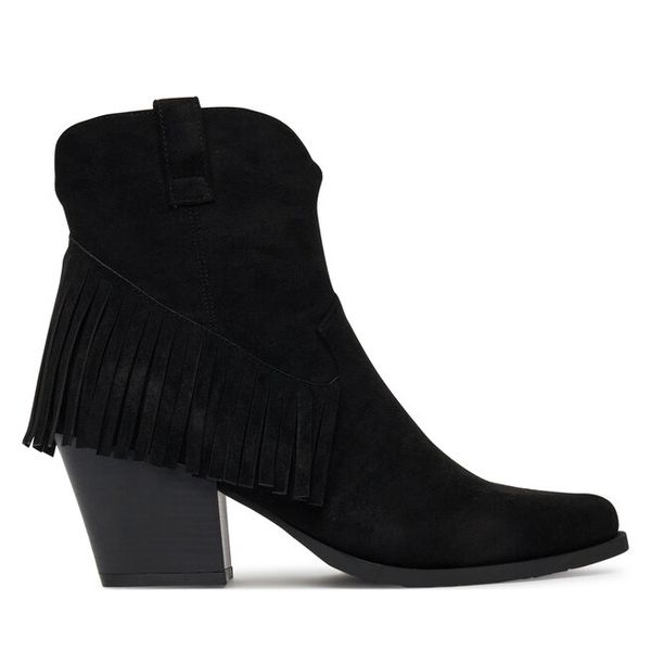 Kowbojki DeeZee. Czarne botki damskie DeeZee, bez obcasa, na słupku, bez zapięcia. Za 149.99 zł.