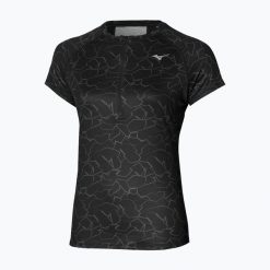 Koszulka do biegania damska Mizuno Graphic Trail Tee. Czarne koszulki sportowe damskie Mizuno, l, bez wzorów, z materiału, bez kołnierzyka, bez ramiączek, do biegania. Za 189.99 zł.