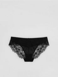 Koronkowe majtki figi - czarny. Czarne figi damskie Reserved, l, bez wzorów, z koronki. Za 39.99 zł.