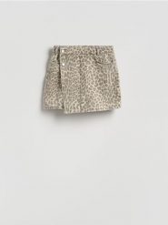 Spódnico-szorty w zwierzęcy wzór - beżowy. Brązowe szorty damskie Reserved, bez wzorów, z bawełny. Za 129.99 zł.