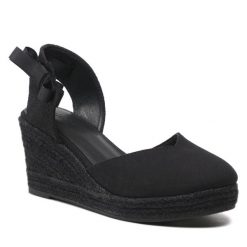 Espadryle DeeZee. Czarne klapki damskie DeeZee, bez wzorów, bez obcasa, bez zapięcia. Za 82.99 zł.
