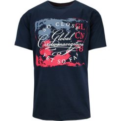 T-Shirt Męski Granatowy z Nadrukiem, Napisy, Koszulka, Krótki Rękaw, U-neck. Niebieskie t-shirty męskie MCL, na lato, l, bez wzorów, z bawełny, casualowe, bez kołnierzyka. Za 119.00 zł.