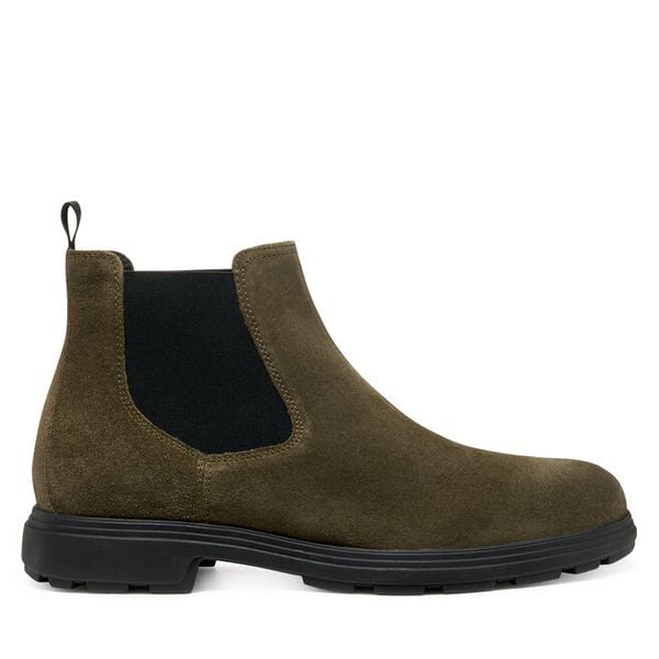 Sztyblety Geox. Brązowe botki męskie Geox, bez wzorów, bez zapięcia. Za 399.99 zł.