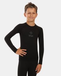 Chłopięca bezszwowa koszulka termoaktywna z długim rękawem Kilpi NATHAN-JB. Czarne t-shirty dla chłopców Kilpi, bez wzorów, z materiału, bez ramiączek. Za 112.21 zł.