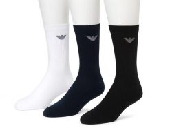 Skarpety męskie Emporio Armani Calza 3-Pack. Białe skarpety męskie EMPORIO ARMANI CONNECTED, bez wzorów, z bawełny. Za 126.31 zł.