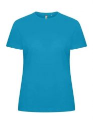 Clique Basic-T Women Dopasowany T-shirt, bawełna. Niebieskie t-shirty damskie CLIQUE, s, bez wzorów, z bawełny, bez kołnierzyka. Za 99.74 zł.