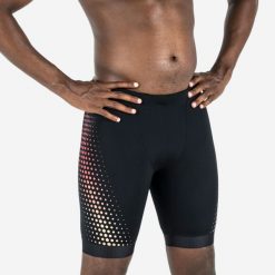 Spodenki pływackie Jammer męskie Nabaiji Fiti. Czarne kąpielówki męskie Decathlon, m, bez wzorów, z elastanu, długie, na fitness i siłownię. Za 119.99 zł.