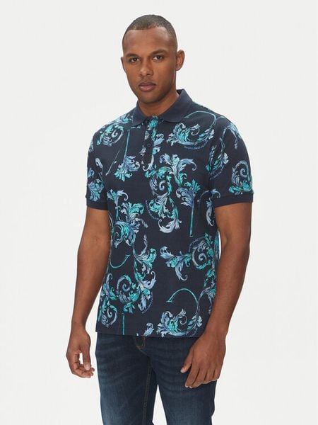 Versace Jeans Couture Polo 78GAG6S0 Granatowy Regular Fit. Niebieskie koszulki polo męskie Versace Jeans Couture, m, bez wzorów, z bawełny, bez ramiączek. Za 819.99 zł.