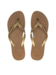 Havaianas Japonki 41232251856 Brązowy. Brązowe klapki damskie Havaianas, bez wzorów, z gumy, bez obcasa. W wyprzedaży za 59.99 zł.