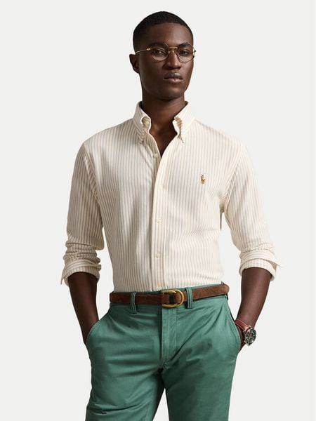 Polo Ralph Lauren Koszula 710B25852002 Beżowy Regular Fit. Brązowe koszule męskie Polo Ralph Lauren, l, bez wzorów, bez kołnierzyka, bez ramiączek. Za 769.99 zł.