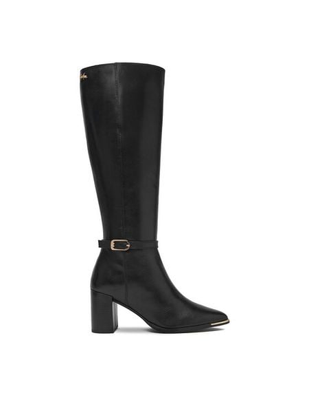MEXX Kozaki EO-WI44-TUGA-03 Czarny. Czarne kozaki damskie Mexx, ze skóry, bez obcasa, na słupku. Za 699.99 zł.