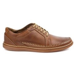 Olivier Buty Męskie Skórzane Casual Model 313GT camel brązowe. Brązowe półbuty na co dzień męskie ze skóry, casualowe, bez zapięcia. Za 351.82 zł.