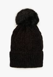 Czarna Czapka z Pomponem Zdobiona Warkoczowym Splotem Emmirae. Czarne czapki i kapelusze damskie Born2be, z aplikacjami, z dzianiny, eleganckie. Za 34.99 zł.