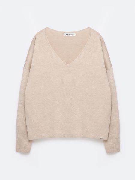 Sweter damski z wiskozy beżowy Faustii 801. Brązowe swetry damskie Big Star, l, bez wzorów, z dzianiny, eleganckie, bez kołnierzyka, bez ramiączek, długie, bez kaptura. W wyprzedaży za 119.99 zł.