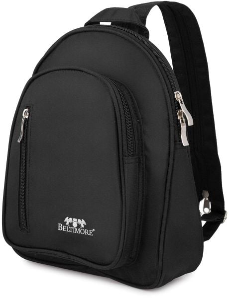 Plecak plecaczek damski mały lekki dwukomorowy wodoodporny elegancki czarny Beltimore R37. Czarne plecaki damskie Beltimore, bez wzorów, eleganckie. Za 99.83 zł.