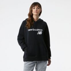 Bluza damska New Balance WT03810BK – czarna. Czarne bluzy damskie New Balance, xs, bez wzorów, z bawełny, z kapturem. Za 129.99 zł.