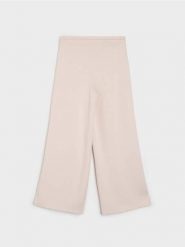 Spodnie wide leg z kieszeniami i domieszką wiskozy, soft touch - beżowy. Brązowe spodnie materiałowe damskie Sinsay, l, bez wzorów, z dzianiny. Za 49.99 zł.