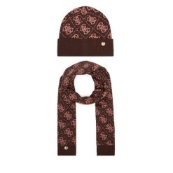 Zestaw szalik i czapka Guess. Brązowe czapki i kapelusze damskie Guess, z aplikacjami. Za 294.99 zł.