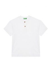 United Colors Of Benetton T-Shirt 3F4JC10NN Biały Regular Fit. Białe t-shirty dla chłopców United Colors Of Benetton, bez wzorów, z bawełny, bez ramiączek. Za 59.99 zł.