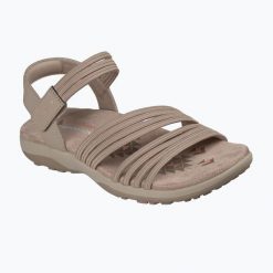 Sandały damskie SKECHERS Reggae Slim Coffee Run. Szare klapki damskie Skechers, bez wzorów, sportowe, bez obcasa. Za 289.99 zł.