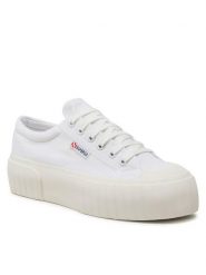 Superga Trampki Stripe Platform 2631 S5111SW Biały. Białe trampki i tenisówki damskie Superga, bez wzorów, z materiału, bez zapięcia. Za 229.99 zł.