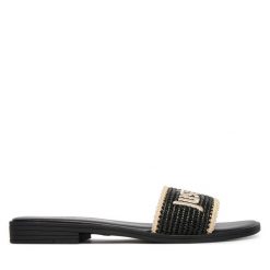 Klapki Just Cavalli. Czarne klapki damskie Just Cavalli, bez wzorów, bez obcasa. Za 555.99 zł.