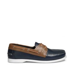 Buty żeglarskie skórzane NEW NUBIL granatowy. Niebieskie buty sportowe męskie Aigle, bez zapięcia, żeglarskie. Za 554.95 zł.