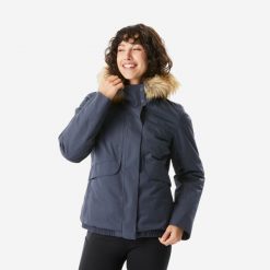 Kurtka turystyczna damska zimowa Quechua SH500 -8°C wodoodporna. Niebieskie kurtki damskie QUECHUA, na zimę, m, bez wzorów, z futra, bez kaptura. Za 249.99 zł.