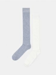 Prążkowane podkolanówki 2 pack - wielobarwny. Skarpety damskie Sinsay, bez wzorów, prążkowane. Za 12.99 zł.