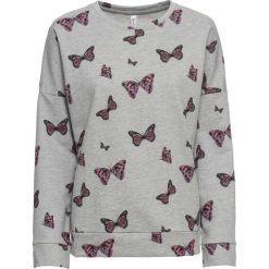 Bluza z nadrukiem w motyle bonprix jasnoszary melanż z nadrukiem. Bluzy damskie marki bonprix. Za 59.99 zł.