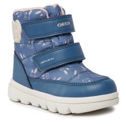 Śniegowce Geox. Niebieskie buty zimowe dziewczęce Geox, bez zapięcia. Za 699.99 zł.