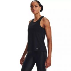 Koszulka damska Under Armour ISO-CHILL LASER TANK. Czarne koszulki sportowe damskie Under Armour, l, bez wzorów, sportowe, bez kołnierzyka. Za 139.99 zł.