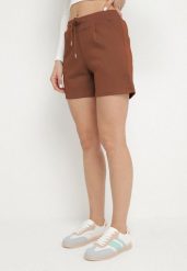Brązowe Szorty Dresowe przed Kolano z Wiązaniem w Pasie Dulcima. Brązowe szorty damskie Born2be, na lato, l, bez wzorów, z dresówki, eleganckie. Za 44.99 zł.