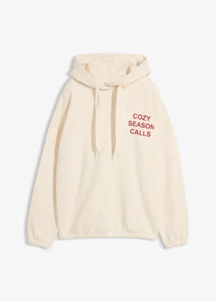 Bluza oversize z czystej bawełny. Brązowe bluzy damskie bonprix, bez wzorów, z bawełny, z kapturem. Za 114.99 zł.