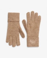 Superdry Rękawiczki Soft Rib z dzianiny — Miękkie, mieszanka wełny i. Brązowe rękawiczki damskie Superdry., bez wzorów, z dzianiny. Za 121.05 zł.