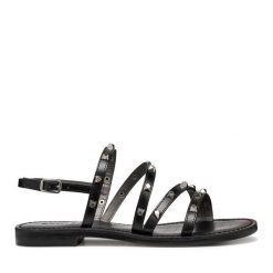 Sandały Geox. Czarne sandały damskie Geox, bez wzorów, bez obcasa, na płaskiej podeszwie, bez zapięcia. Za 399.99 zł.