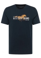 T-shirt Mustang Alex z czystej bawełny organicznej. Niebieskie t-shirty męskie bonprix, m, bez wzorów, z bawełny, bez kołnierzyka. Za 64.99 zł.
