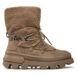 Trzewiki Lee Cooper. Brązowe botki damskie Lee Cooper, bez obcasa, na płaskiej podeszwie, bez zapięcia. Za 269.99 zł.