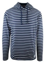 Lekka i Cienka Bluza z Kapturem (Kangurka) - Pako Jeans - Granatowa w Prążek. Niebieskie bluzy męskie Pako Jeans, na lato, l, bez wzorów, z bawełny, z kapturem. Za 169.00 zł.