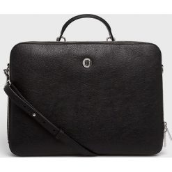 Tommy Hilfiger - Torba na laptopa. Czarne torby na laptopa damskie Tommy Hilfiger, w paski, z materiału. Za 579.90 zł.