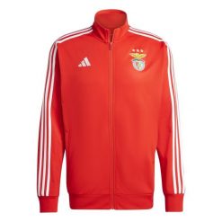 Kurtka z dresu Benfica Lisbonne DNA 2024/25. Czerwone kurtki męskie Adidas, bez wzorów, z dresówki, do piłki nożnej. W wyprzedaży za 295.90 zł.