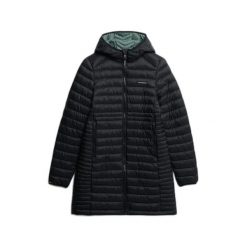 Damska długa kurtka Superdry Fuji Lite. Czarne kurtki damskie Superdry., bez wzorów, z puchu, bez kaptura. Za 611.80 zł.