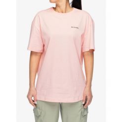 Koszulka bawełniana damska Columbia Rolling Bend Graphic Oversized Tee. Czerwone koszulki sportowe damskie Columbia, bez wzorów, z bawełny, sportowe, bez kołnierzyka. Za 141.69 zł.